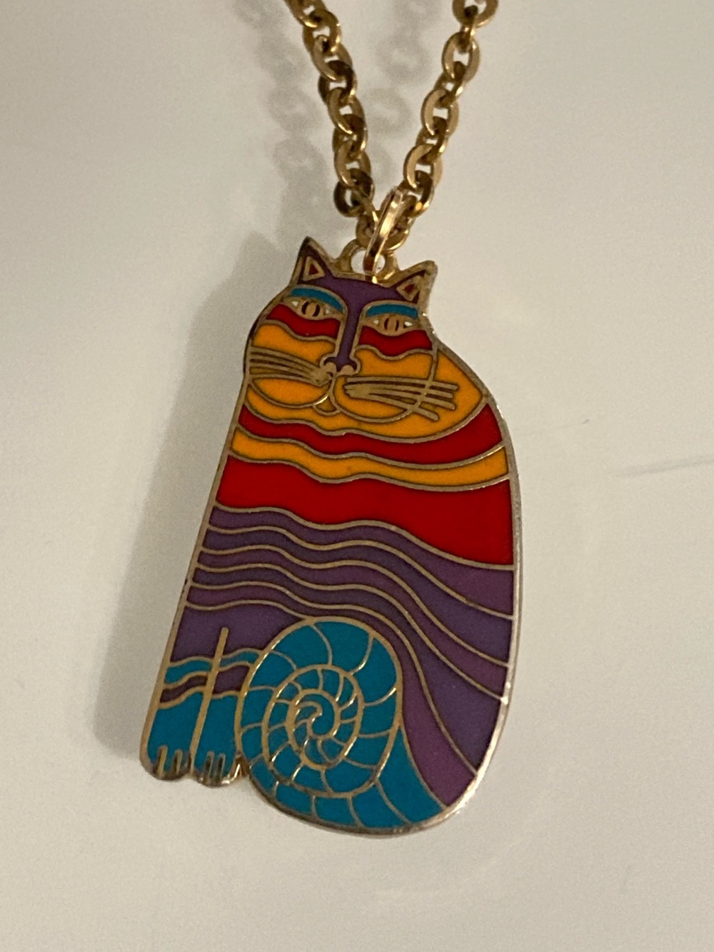 😻 Laurel Burch Rainbow Cat Earring Repurposed Necklace - Picture 2 of 5